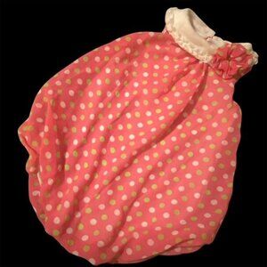 Baby Essentials Pink Bubble Romper with Lime Green & White Polka Dots Girl Sz 9M